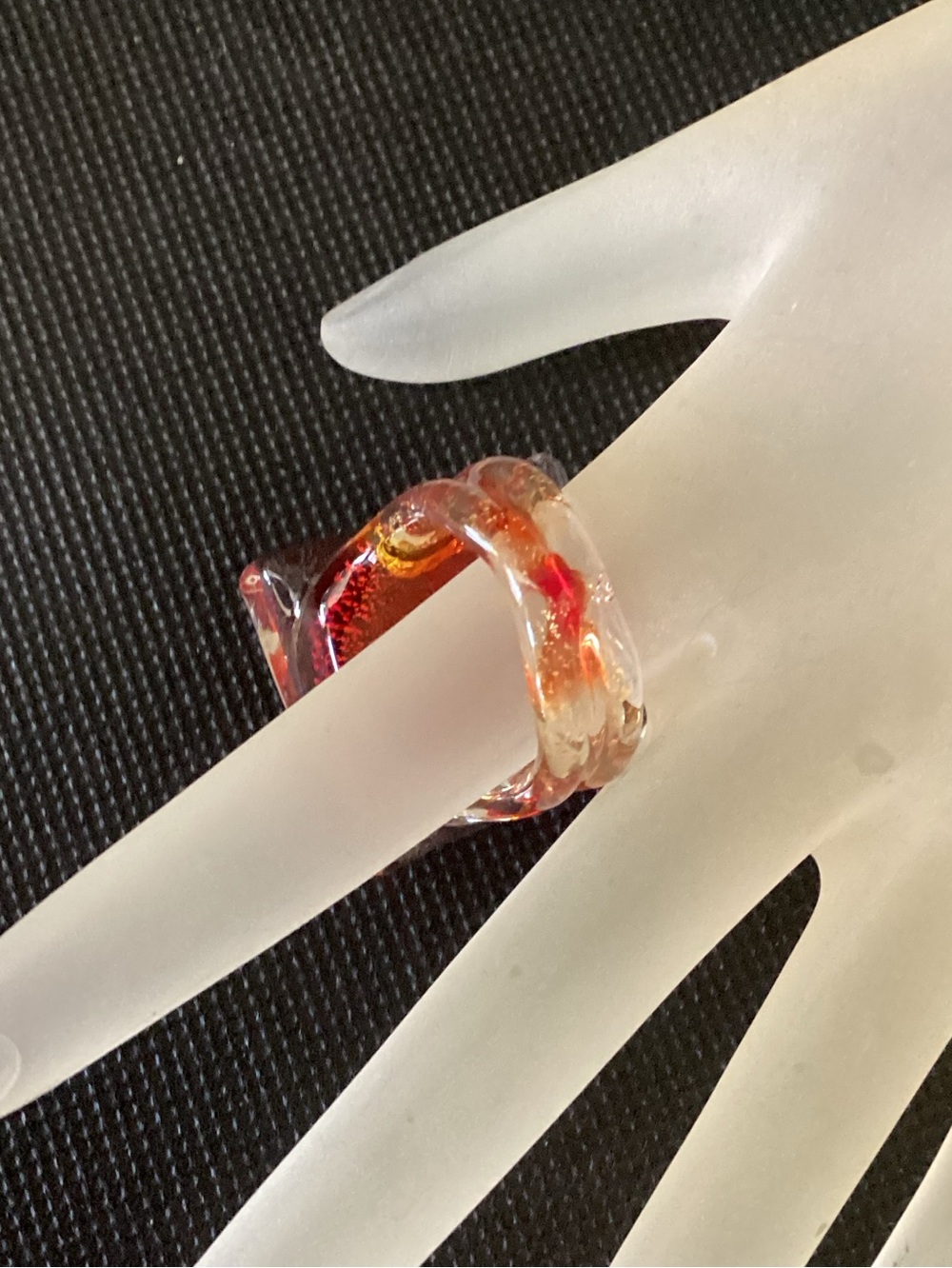 24k Venetian Murano Glass Ring 1” Italy. Size 7 - Picture 3 of 6